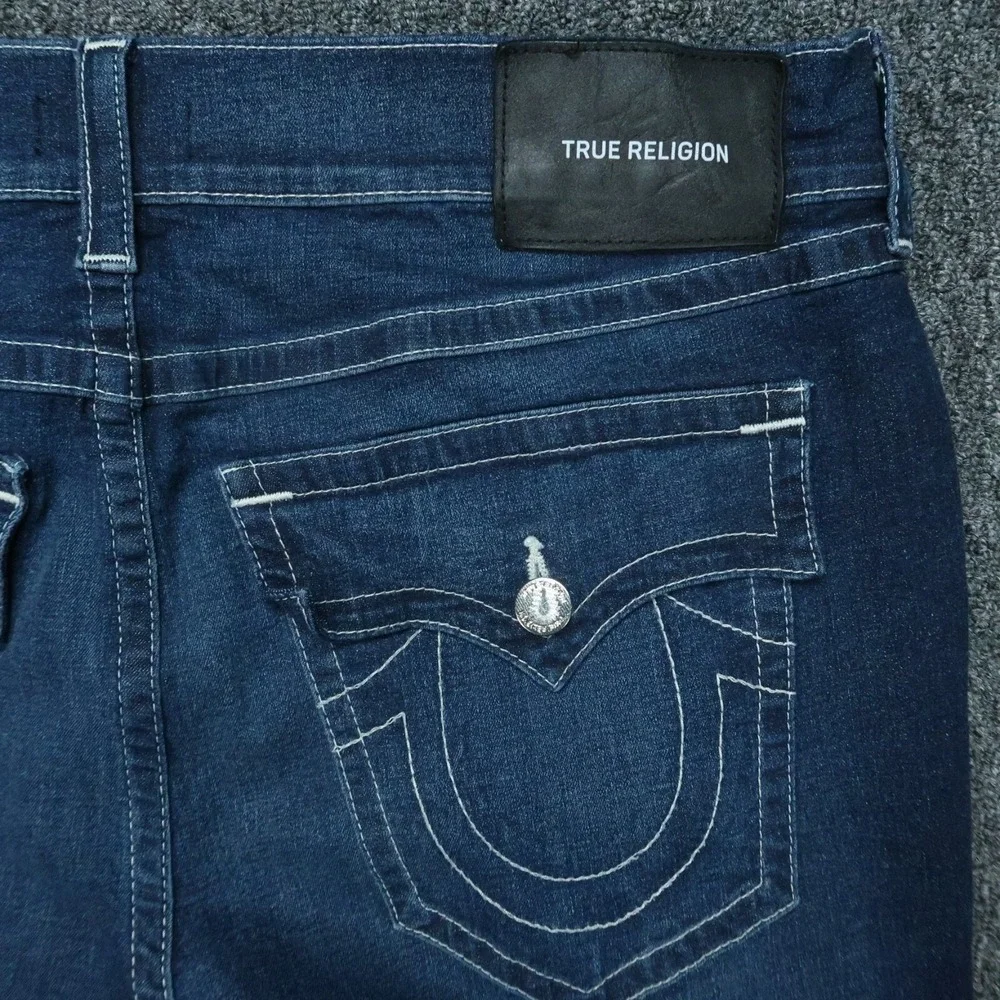 True Religion Shorts Mens 40 Blue Ricky‎ Straight Flaps Cut Off Denim Jorts